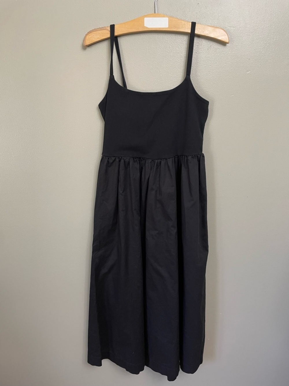 Old Navy Black Jack Midi Dress Women Medium Smocked Spaghetti Strap Dark Cottage